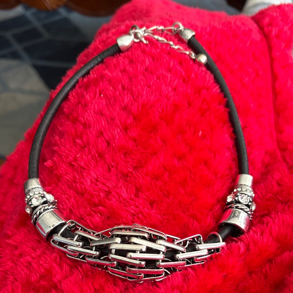 Silver and Black Chain Necklace Costume Piece